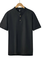Men's Plus Size Button Detail Short Sleeve Blouse Black / M