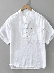 Men's Plus Size Button Detail Short Sleeve Blouse White / M