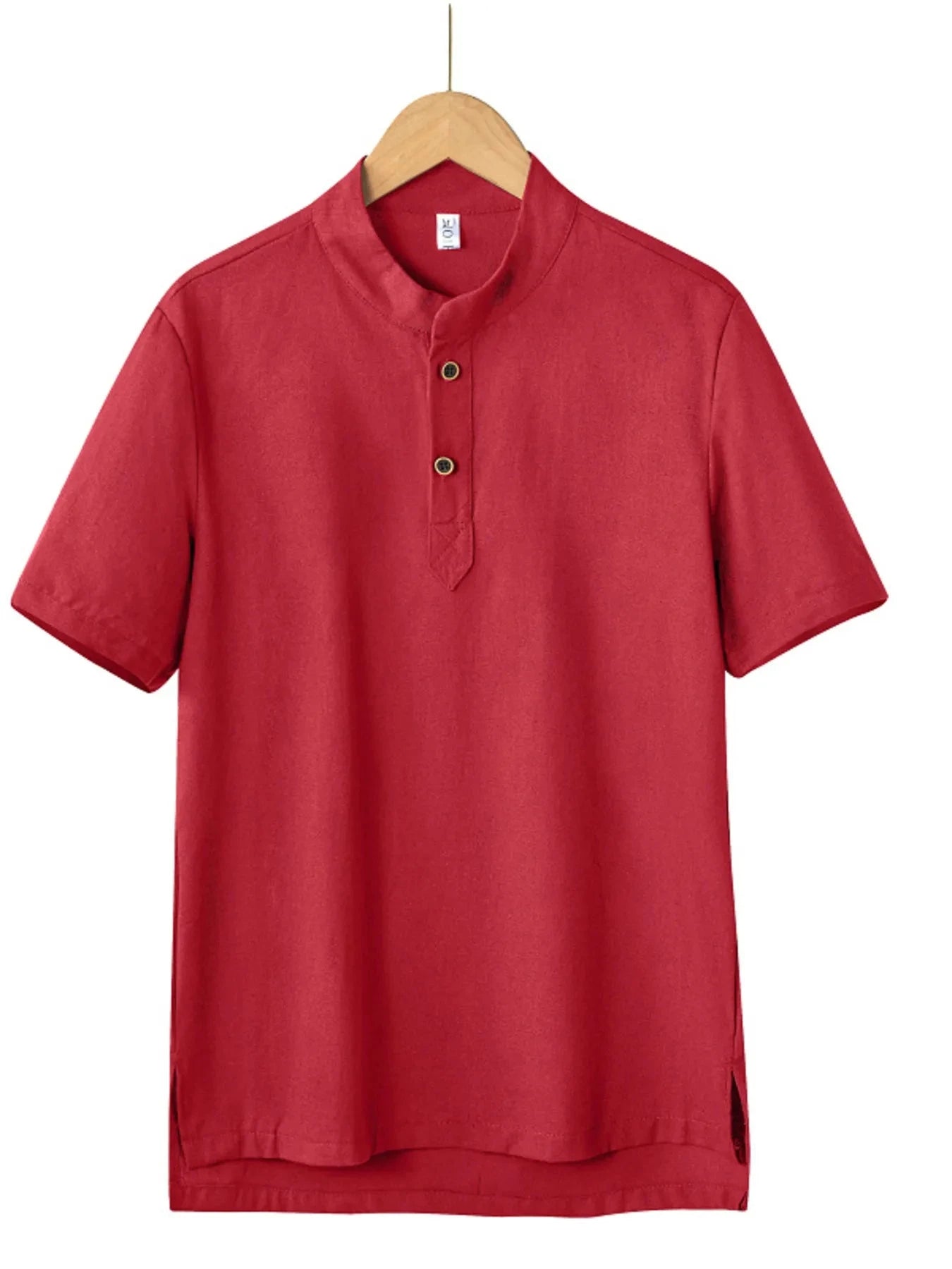 Men's Plus Size Button Detail Short Sleeve Blouse Wine Red / M