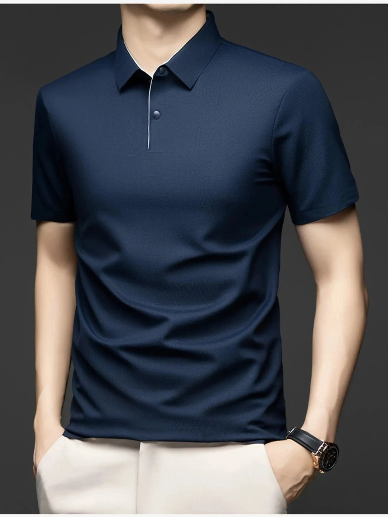 Men's Plus Size Button Detail Short Sleeve Polo