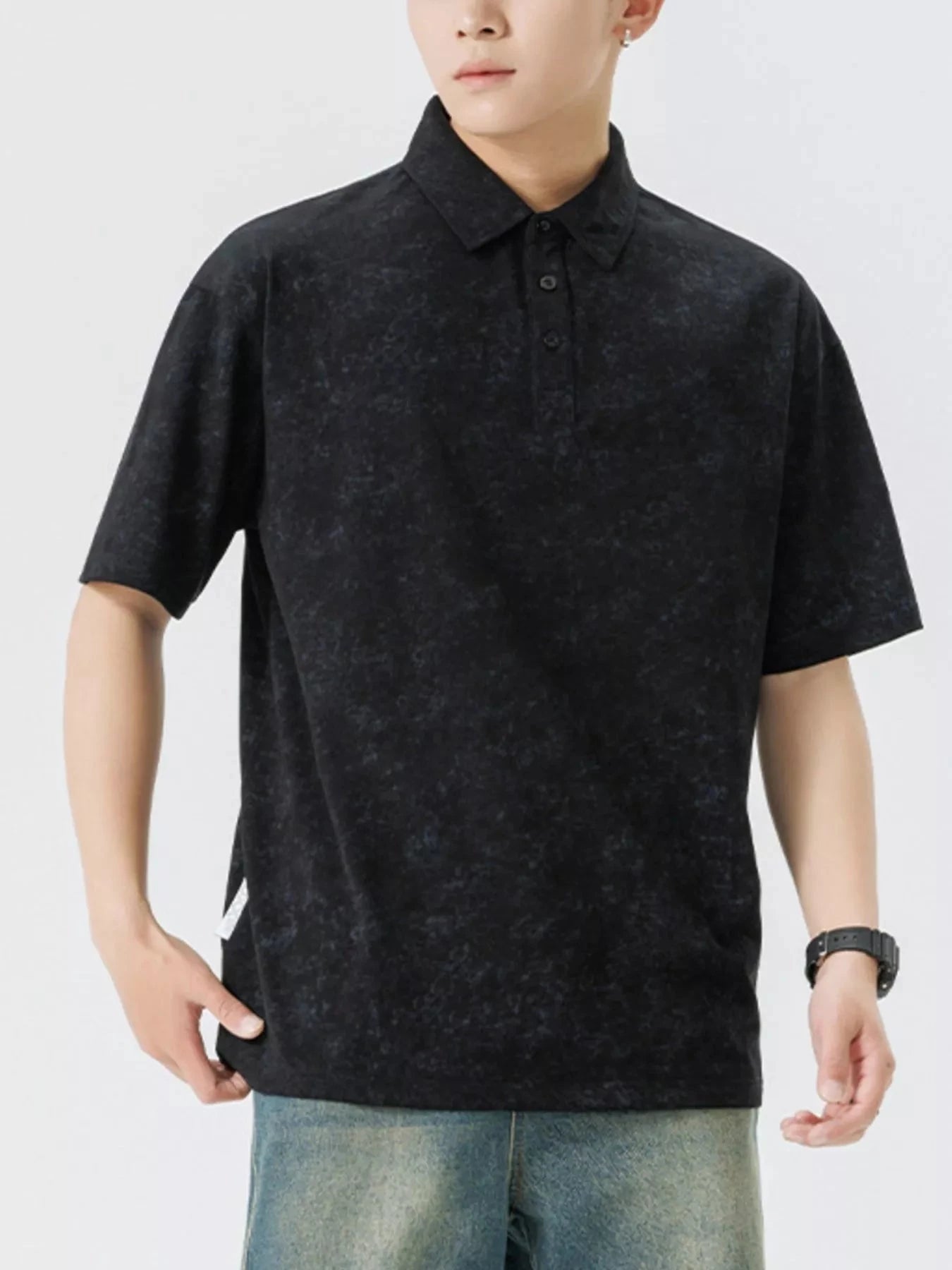 Men's Plus Size Button Detail Short Sleeve Polo