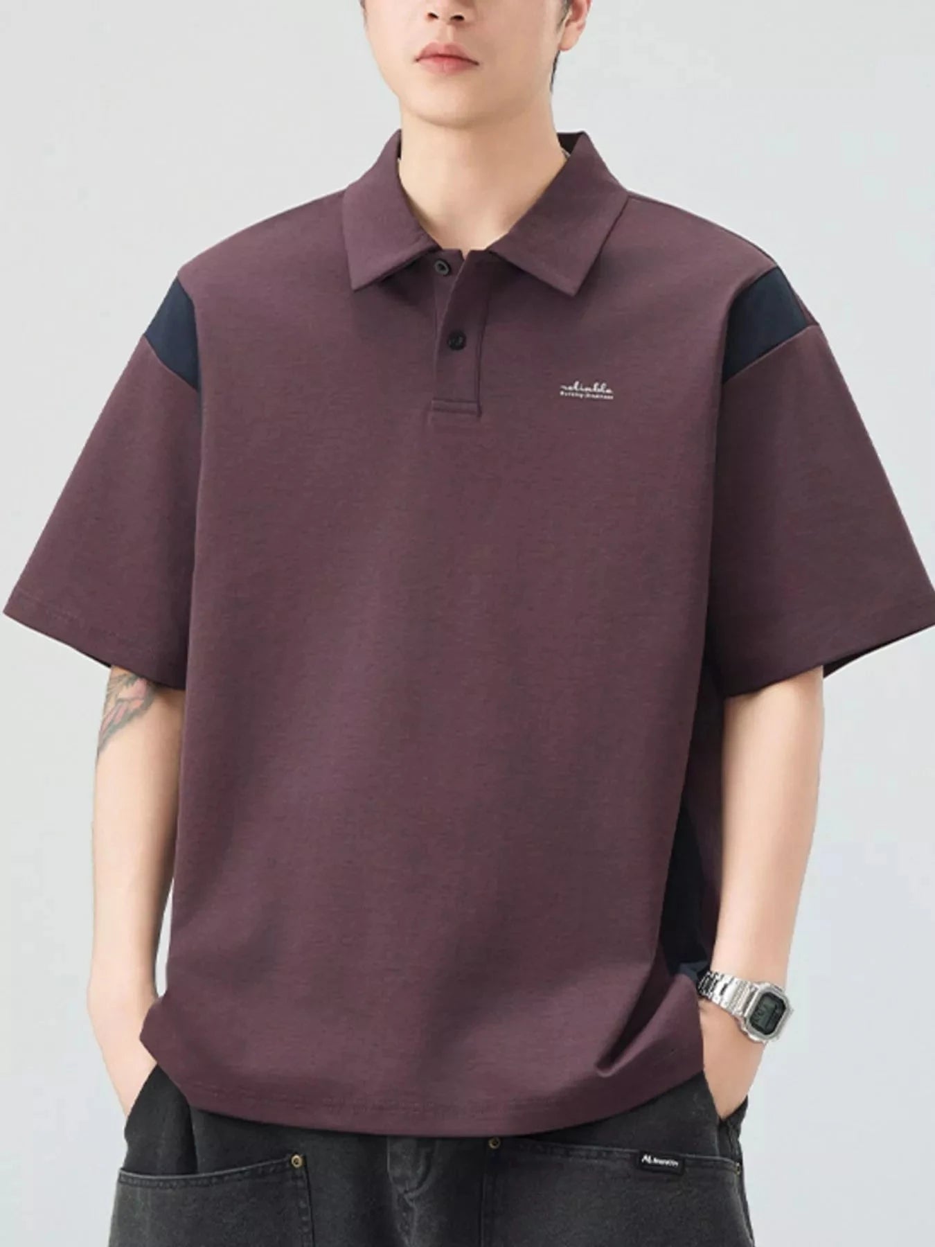 Men's Plus Size Button Detail Short Sleeve Polo