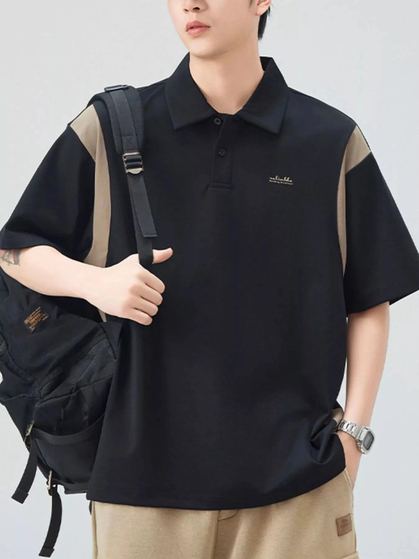 Men's Plus Size Button Detail Short Sleeve Polo