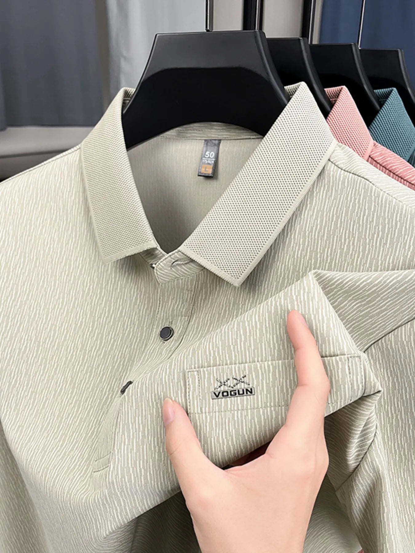 Men's Plus Size Button Detail Short Sleeve Polo Apricot / M