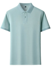 Men's Plus Size Button Detail Short Sleeve Polo Aqua Green / M