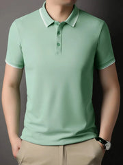 Men's Plus Size Button Detail Short Sleeve Polo Bean Green / M