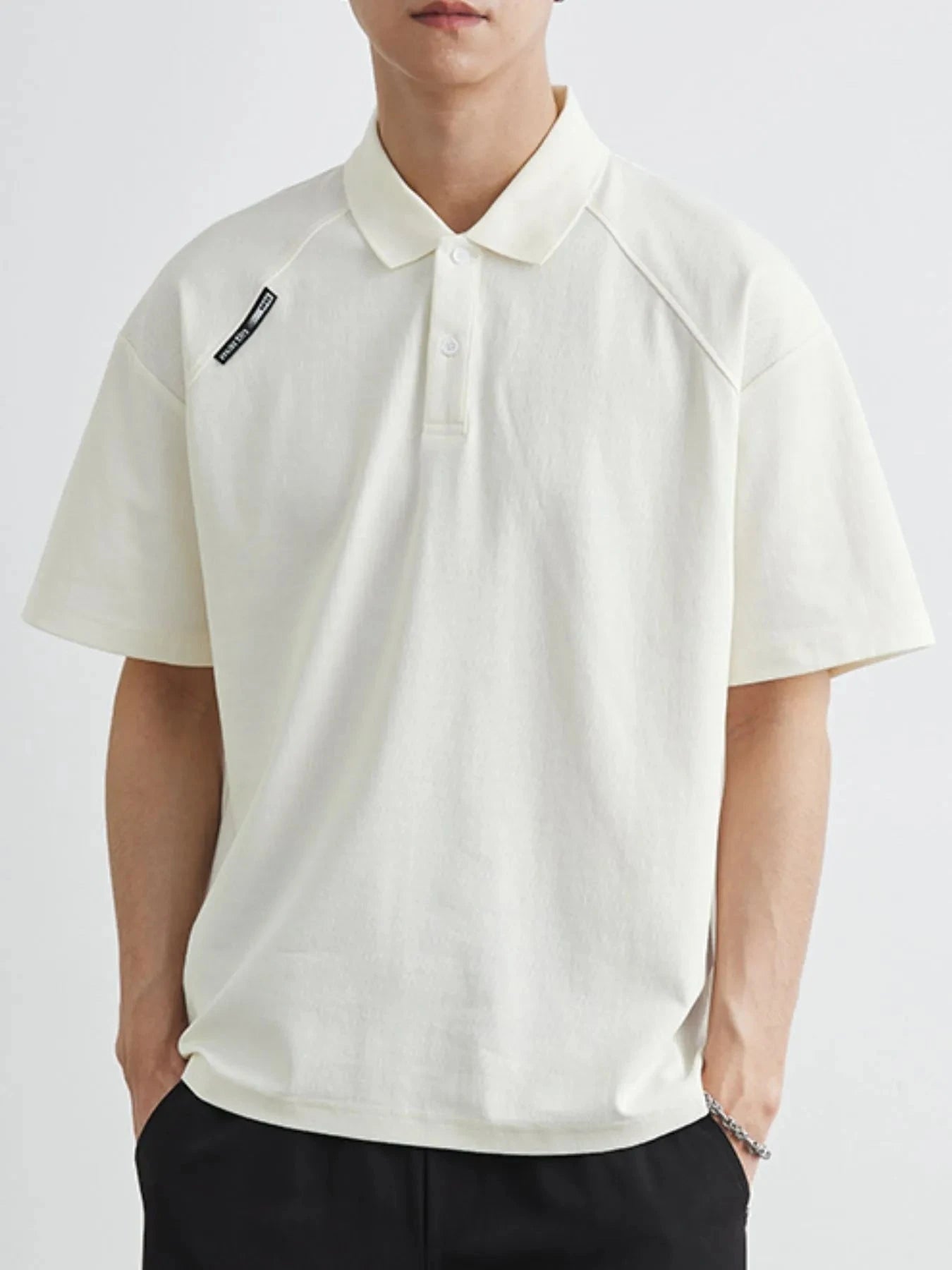Men's Plus Size Button Detail Short Sleeve Polo Beige / M