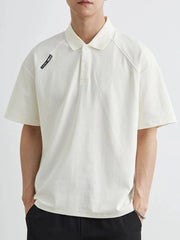 Men's Plus Size Button Detail Short Sleeve Polo Beige / M
