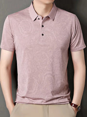 Men's Plus Size Button Detail Short Sleeve Polo Beige / M