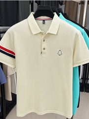 Men's Plus Size Button Detail Short Sleeve Polo Beige / M