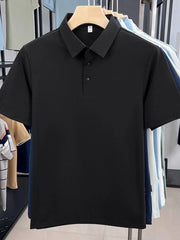 Men's Plus Size Button Detail Short Sleeve Polo Black / M