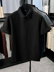 Men's Plus Size Button Detail Short Sleeve Polo Black / M