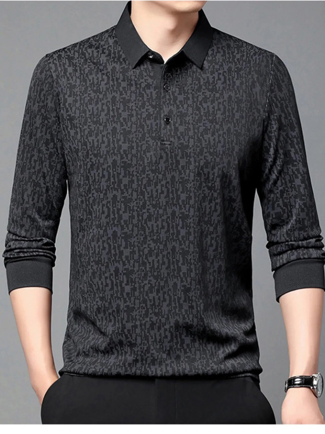 Men's Plus Size Button Detail Short Sleeve Polo Black / M