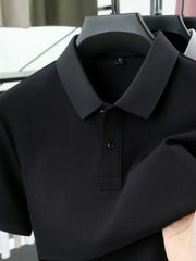 Men's Plus Size Button Detail Short Sleeve Polo Black / M
