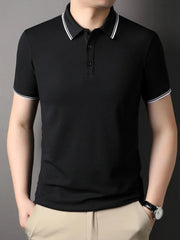 Men's Plus Size Button Detail Short Sleeve Polo Black / M