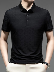 Men's Plus Size Button Detail Short Sleeve Polo Black / M