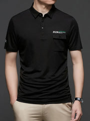 Men's Plus Size Button Detail Short Sleeve Polo Black / M