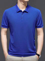 Men's Plus Size Button Detail Short Sleeve Polo Blue / M