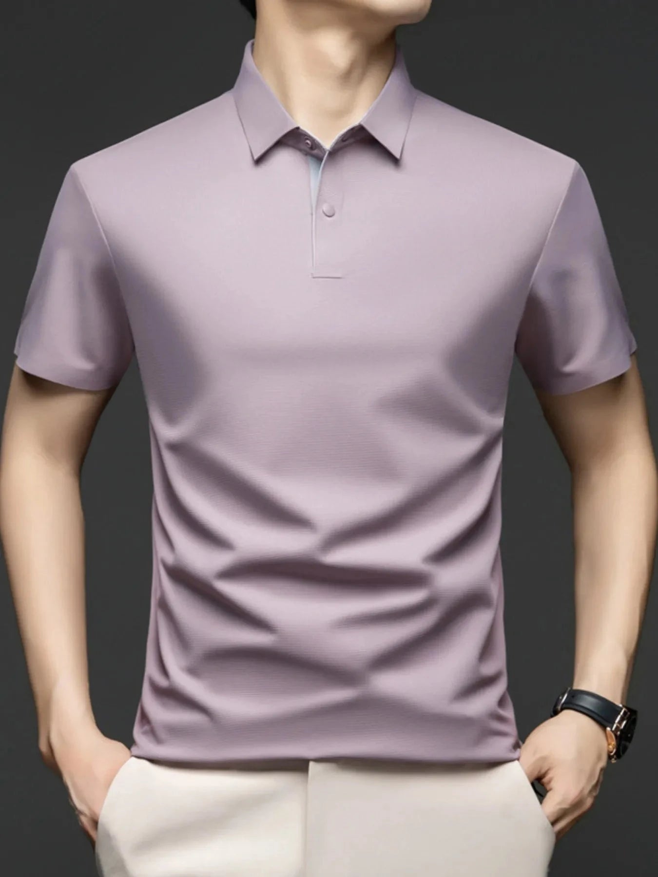 Men's Plus Size Button Detail Short Sleeve Polo Blue / M