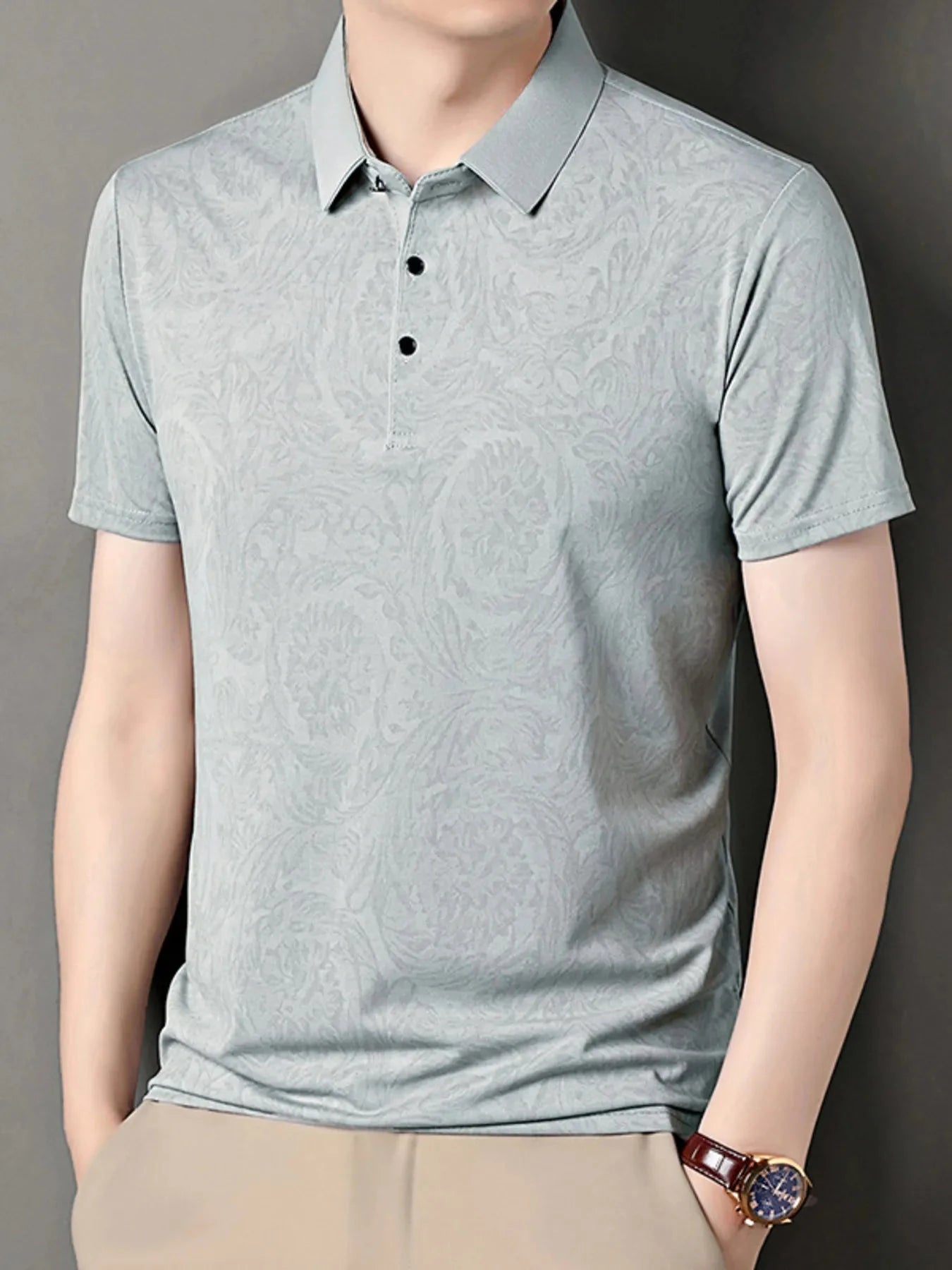 Men's Plus Size Button Detail Short Sleeve Polo Blue / M