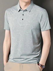 Men's Plus Size Button Detail Short Sleeve Polo Blue / M