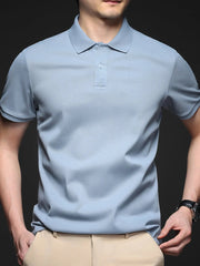 Men's Plus Size Button Detail Short Sleeve Polo Blue / M