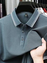 Men's Plus Size Button Detail Short Sleeve Polo Blue / M