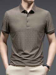 Men's Plus Size Button Detail Short Sleeve Polo Brown / M