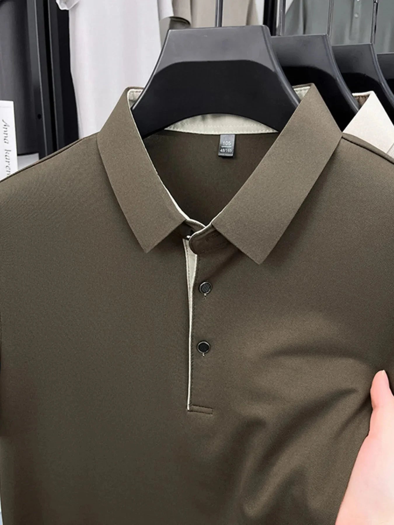 Men's Plus Size Button Detail Short Sleeve Polo Brown / M