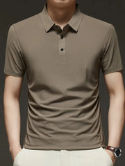 Men's Plus Size Button Detail Short Sleeve Polo Brown / M