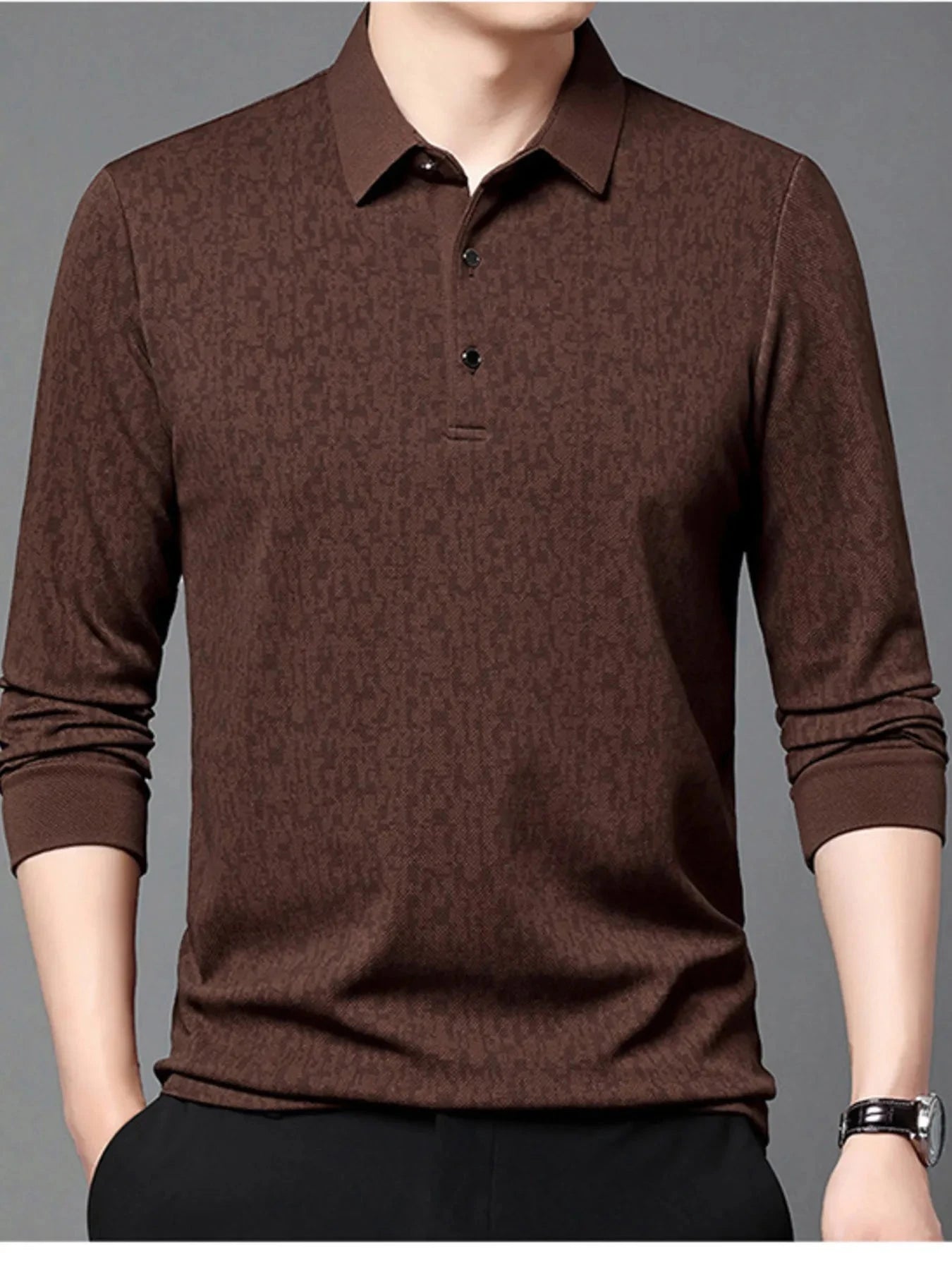 Men's Plus Size Button Detail Short Sleeve Polo Brown Red / M