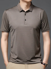 Men's Plus Size Button Detail Short Sleeve Polo Coffee Color / M