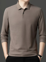 Men's Plus Size Button Detail Short Sleeve Polo Coffee Color / M