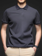 Men's Plus Size Button Detail Short Sleeve Polo Dark Gray / M