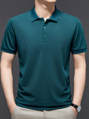 Men's Plus Size Button Detail Short Sleeve Polo Dark Green / M