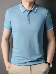 Men's Plus Size Button Detail Short Sleeve Polo Gray Green / M