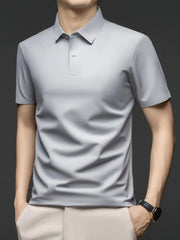 Men's Plus Size Button Detail Short Sleeve Polo Gray / M