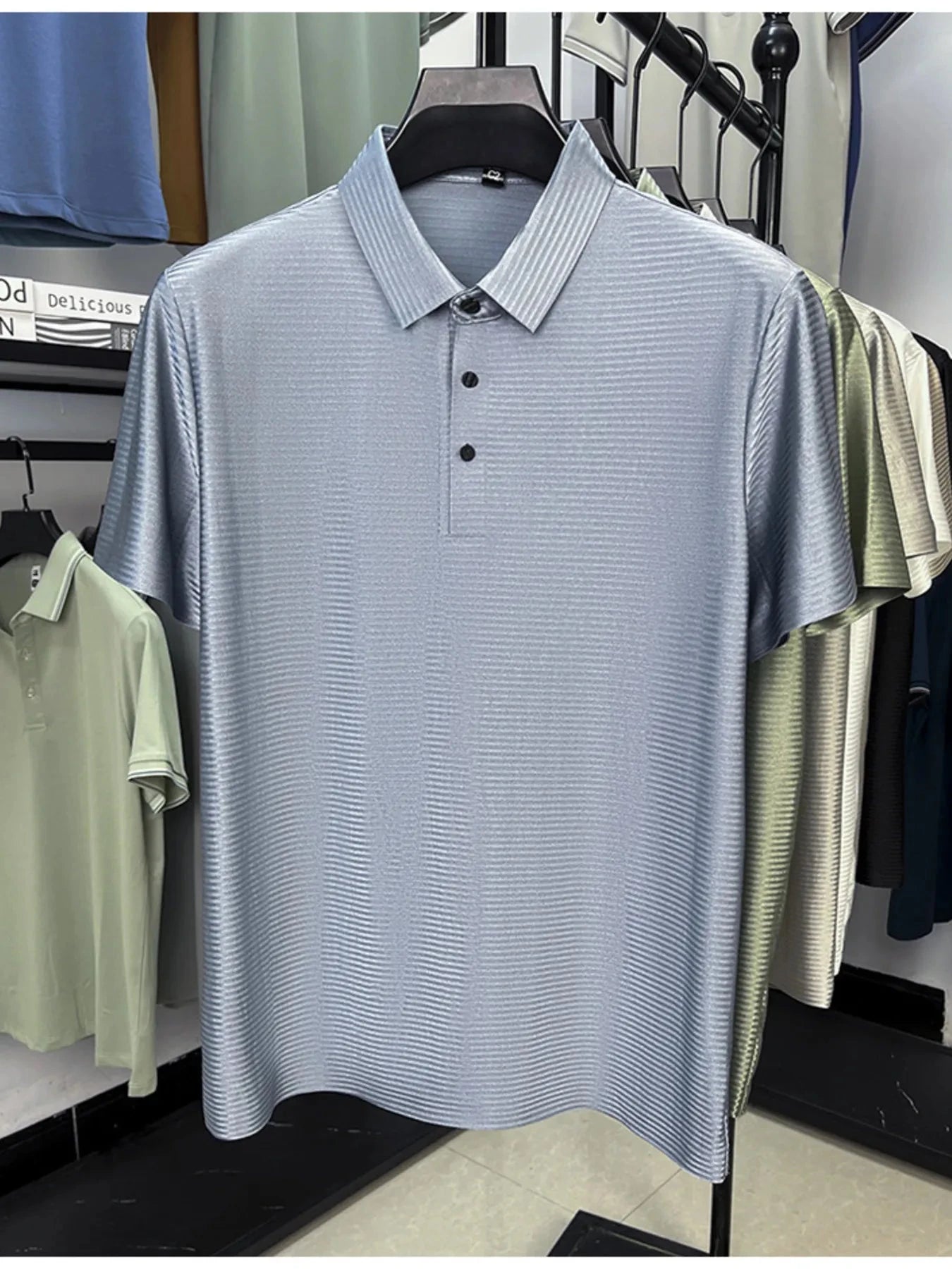 Men's Plus Size Button Detail Short Sleeve Polo Gray / M