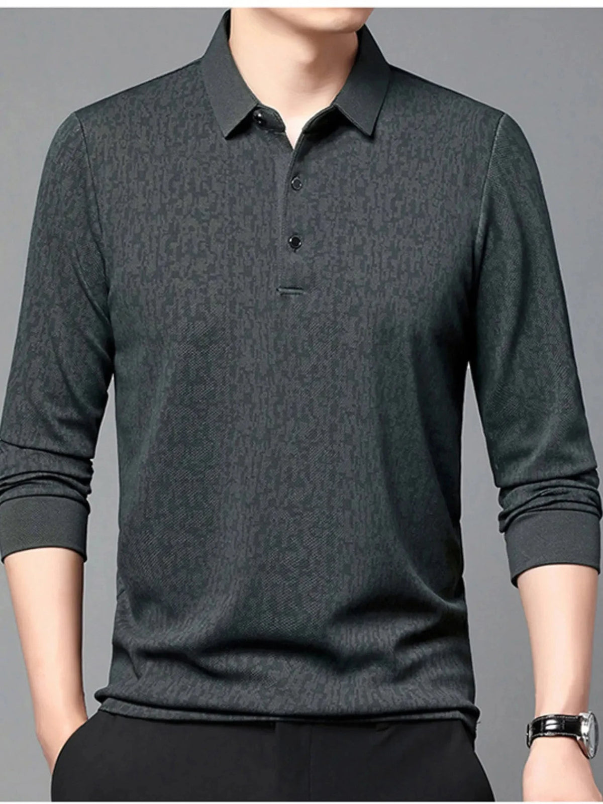 Men's Plus Size Button Detail Short Sleeve Polo Gray / M