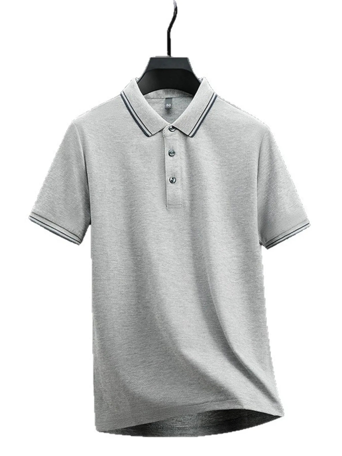 Men's Plus Size Button Detail Short Sleeve Polo Gray / M