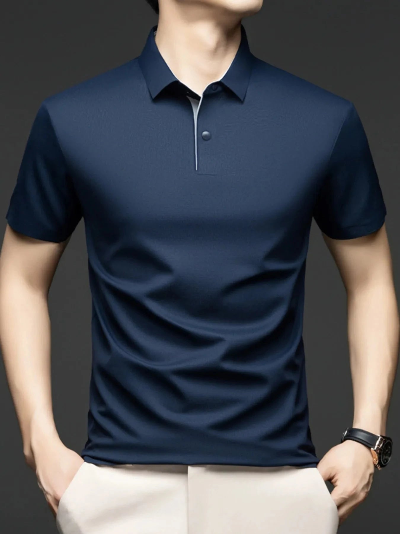 Men's Plus Size Button Detail Short Sleeve Polo Green / M