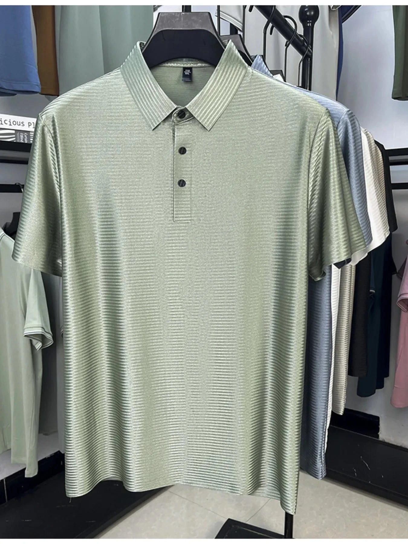 Men's Plus Size Button Detail Short Sleeve Polo Green / M