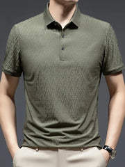 Men's Plus Size Button Detail Short Sleeve Polo Green / M