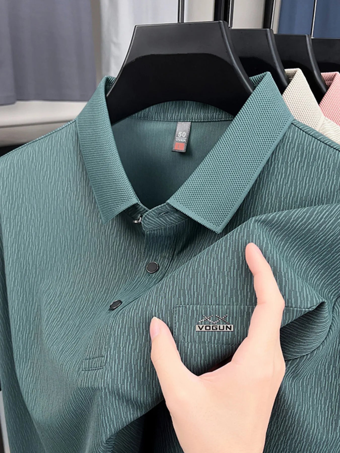 Men's Plus Size Button Detail Short Sleeve Polo Green / M