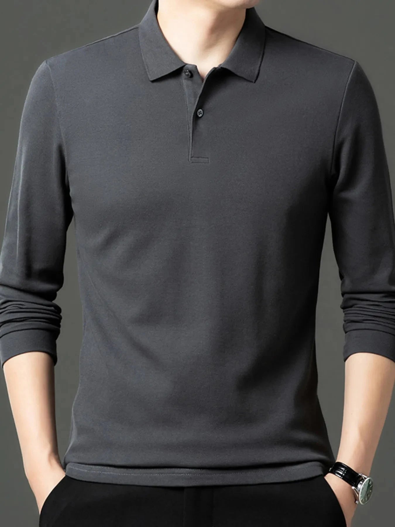 Men's Plus Size Button Detail Short Sleeve Polo Grey / M