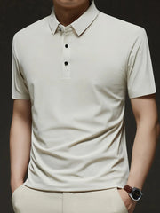 Men's Plus Size Button Detail Short Sleeve Polo Ivory / M