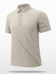 Men's Plus Size Button Detail Short Sleeve Polo Khaki / M