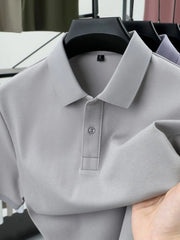 Men's Plus Size Button Detail Short Sleeve Polo Light Gray / M