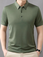 Men's Plus Size Button Detail Short Sleeve Polo Matcha Green / M