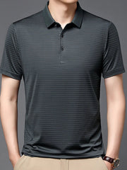 Men's Plus Size Button Detail Short Sleeve Polo Military Green / M